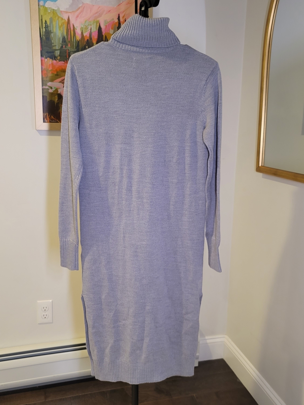 FRANK and OAK Merino Wool Turtleneck Sweater Dress Midi Gray Women's Size XS - Picture 3 of 10
